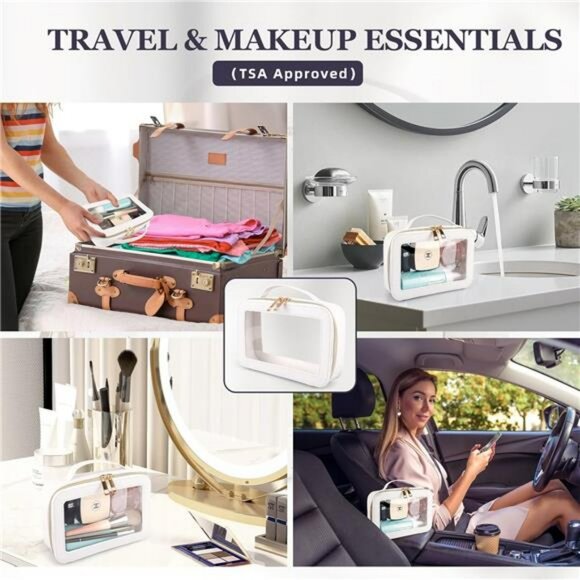 Clear Waterproof Makeup Bag Travel Toiletry Organizer Zipper Cosmetic Pouch - Picture 6 of 7